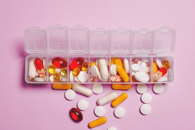 pill box showing multiple prescription medications